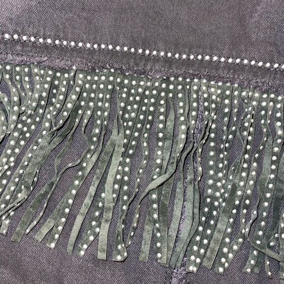Zara Fringe Studded Jean Jacket - size Small! - Picture 3 of 3